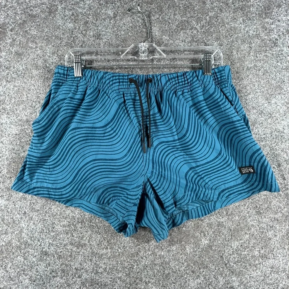 Mountain Hard Wear Swim Trunks Womens‎ M Blue Beach Wavy Topographic Comfort